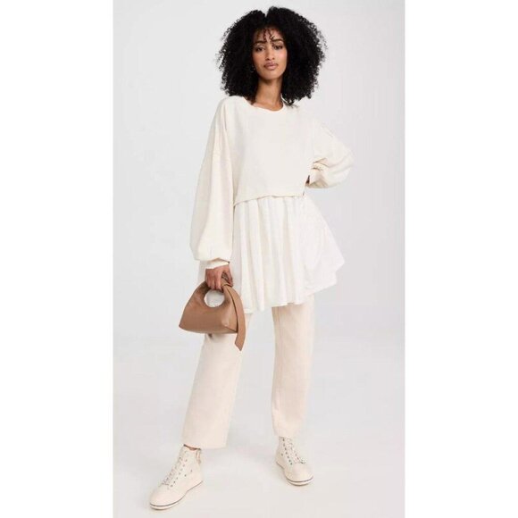 Free People Eleanor Sweatshirt Tunic Dress Oversized Cotton Solid XS NEW - Picture 5 of 10